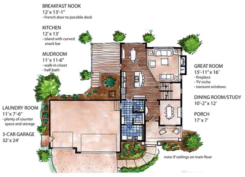 Floor Plan First Story of Country Plan #146-2351