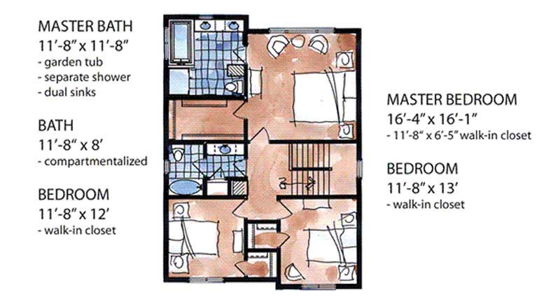 Floor Plan Second Story of Country Plan #146-2351