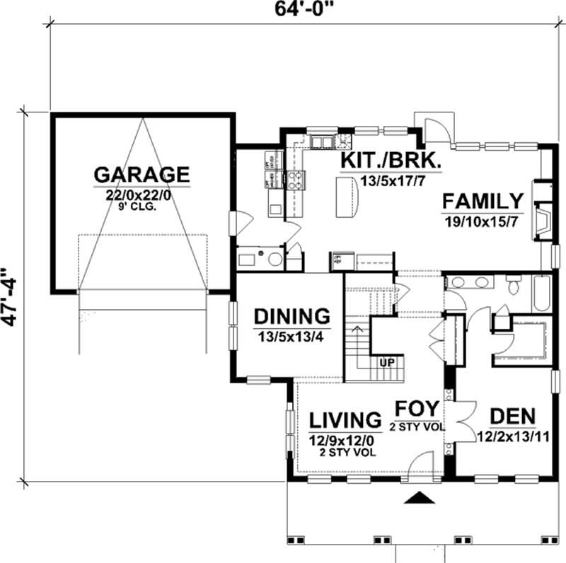 Floor Plan First Story of Country Plan #146-2353