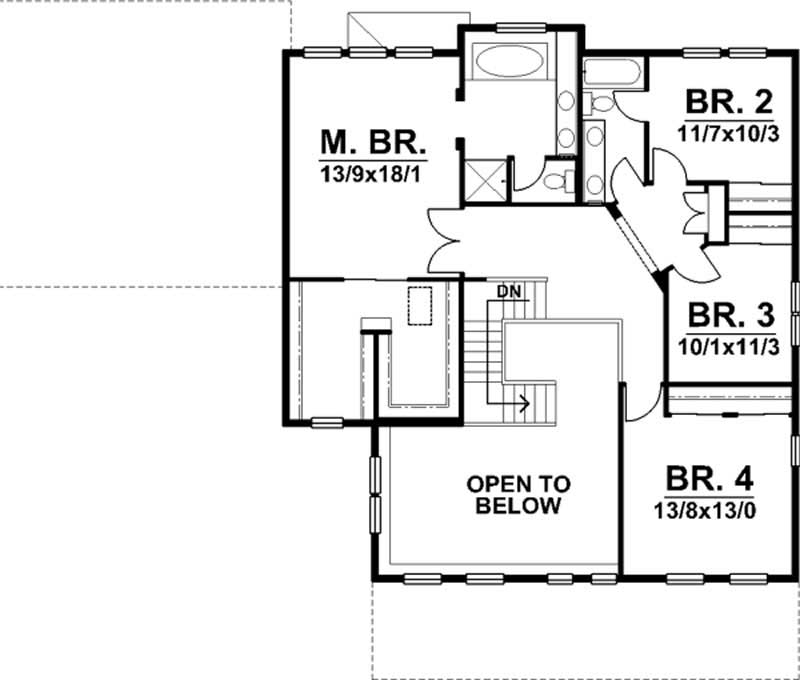 Floor Plan Second Story of Country Plan #146-2353