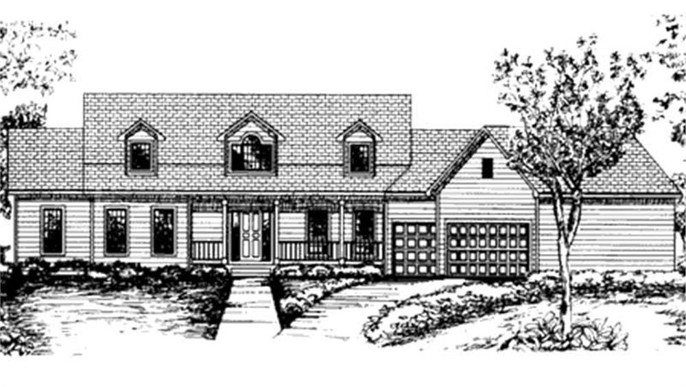 Front view of Country home (ThePlanCollection: House Plan #146-2354)