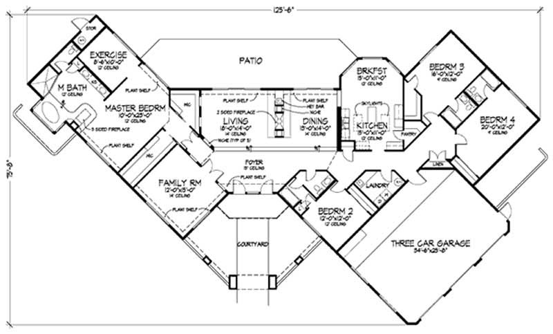 Floor Plan First Story of Southwest Plan #146-2361