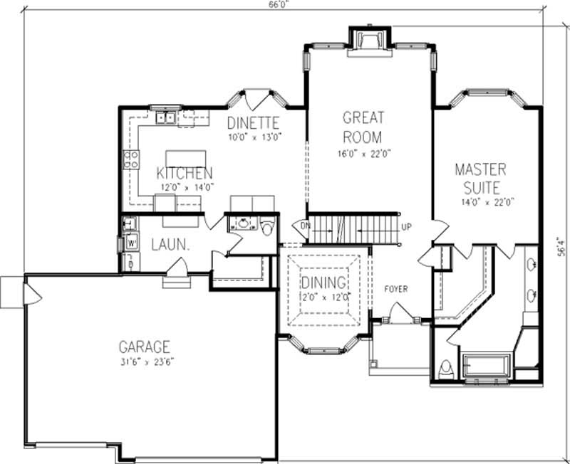 Floor Plan First Story of Cape Cod Plan #146-2362