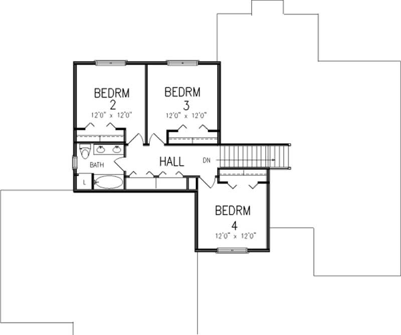 Floor Plan Second Story of Cape Cod Plan #146-2362