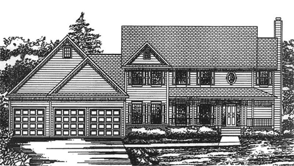 Front view of Country home (ThePlanCollection: House Plan #146-2364)