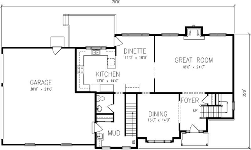 Floor Plan First Story of Colonial Plan #146-2365