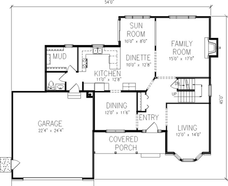Floor Plan First Story of Country Plan #146-2366