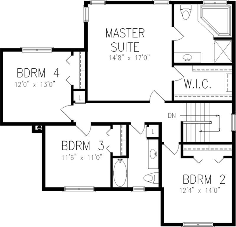 Floor Plan Second Story of Country Plan #146-2366