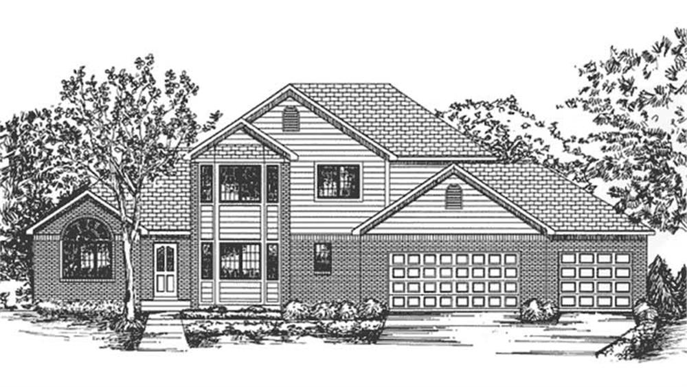 Front view of Colonial home (ThePlanCollection: House Plan #146-2367)