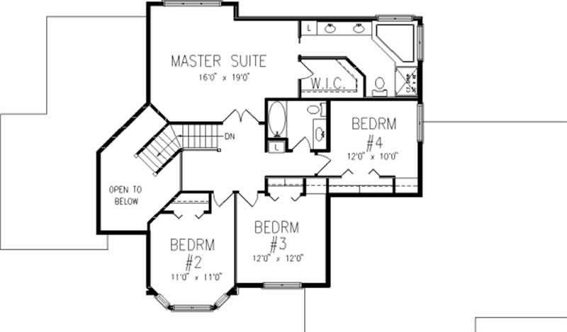 Floor Plan Second Story of Colonial Plan #146-2367
