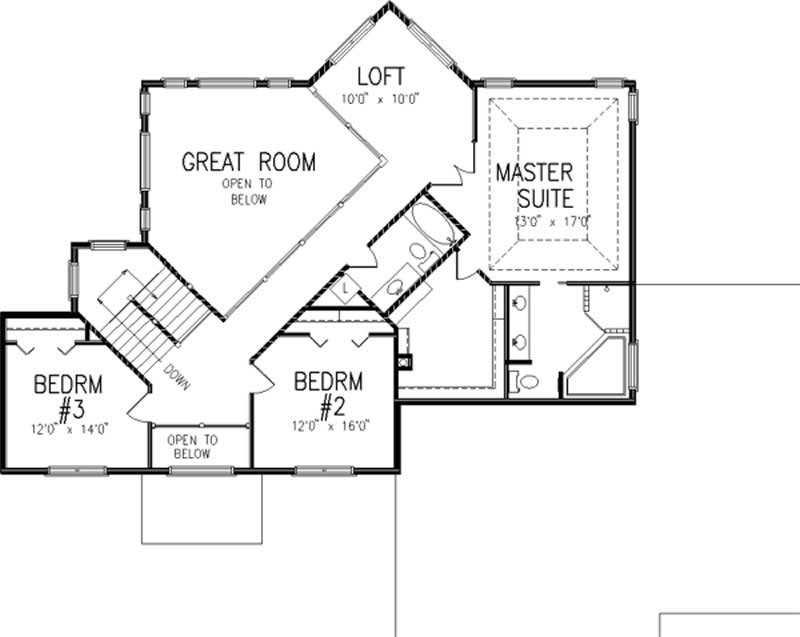 Floor Plan Second Story of European Plan #146-2368