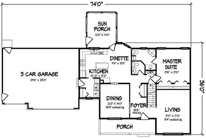 Floor Plan First Story of Country Plan #146-2370