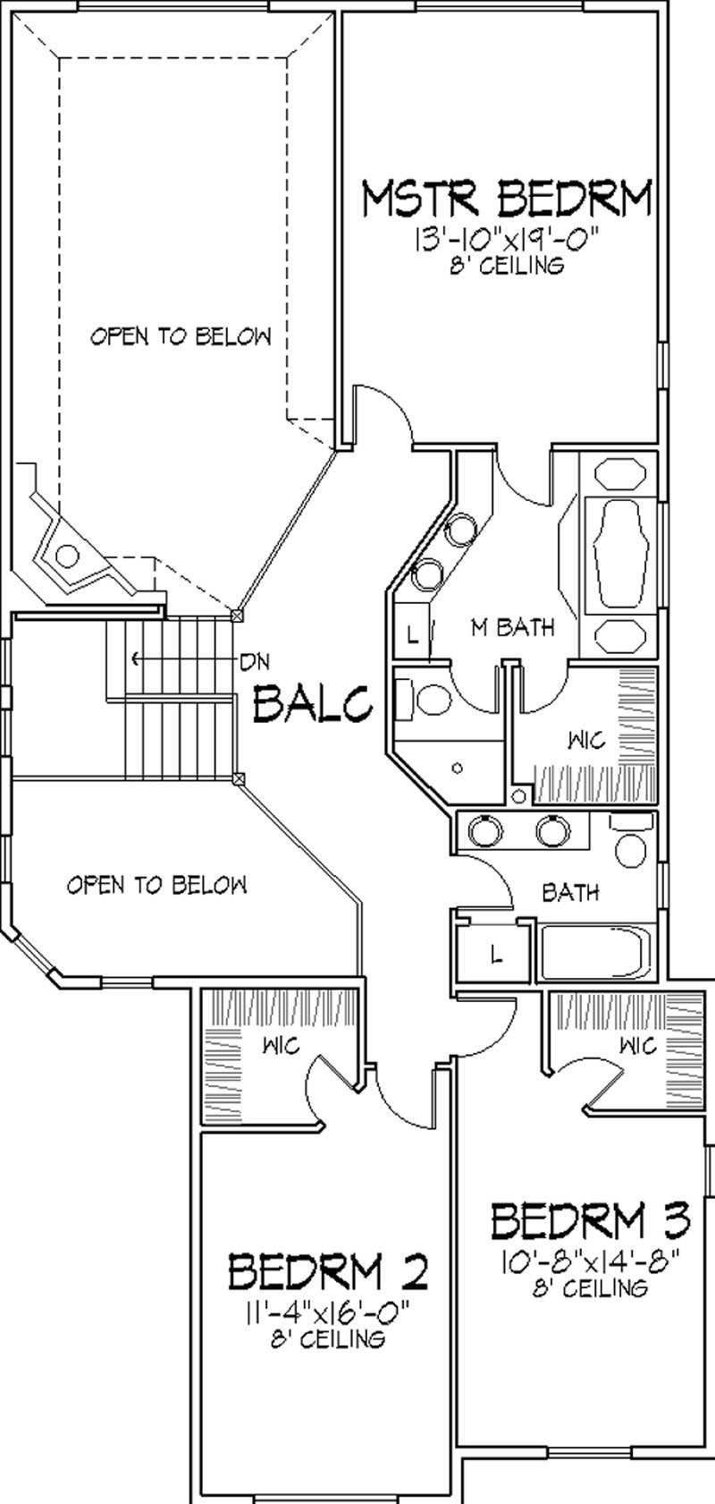 Floor Plan Second Story of European Plan #146-2371