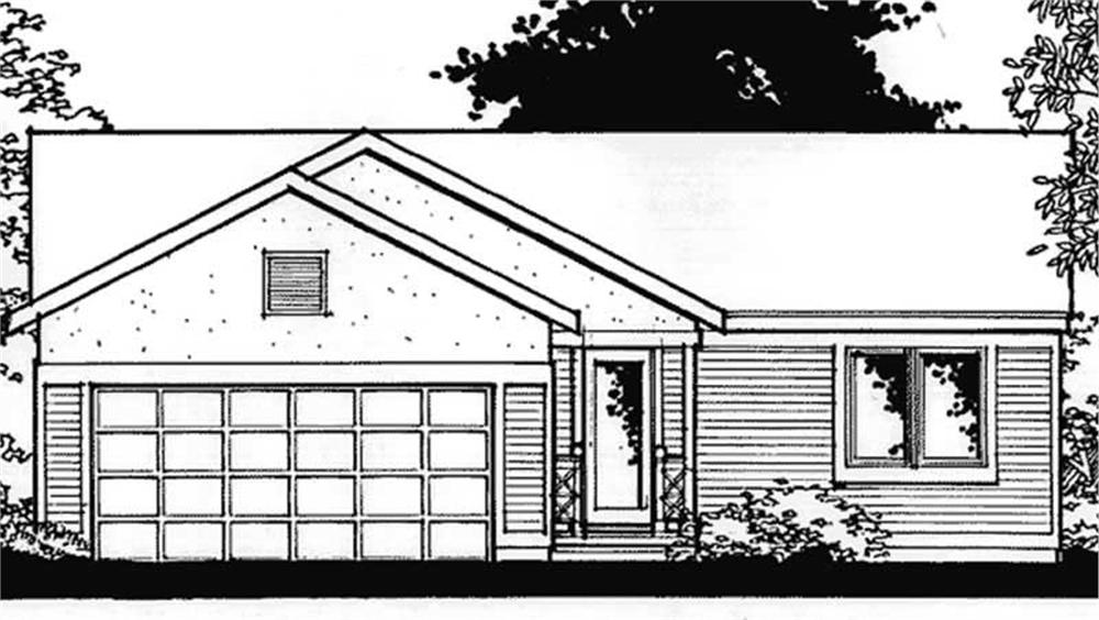 Front view of Ranch home (ThePlanCollection: House Plan #146-2372)