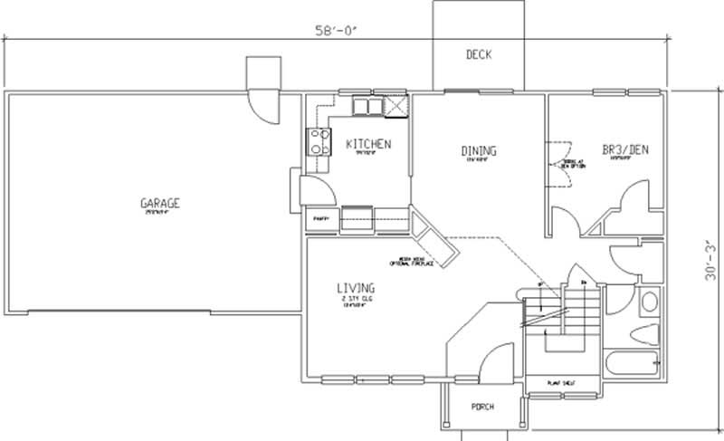 Floor Plan First Story of Small House Plans #146-2373