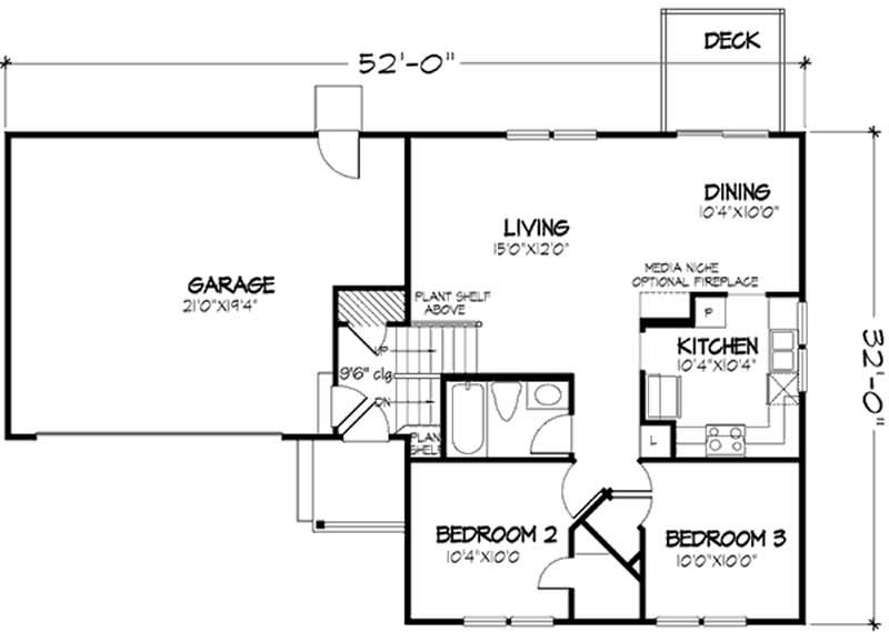 Floor Plan First Story of Ranch Plan #146-2374