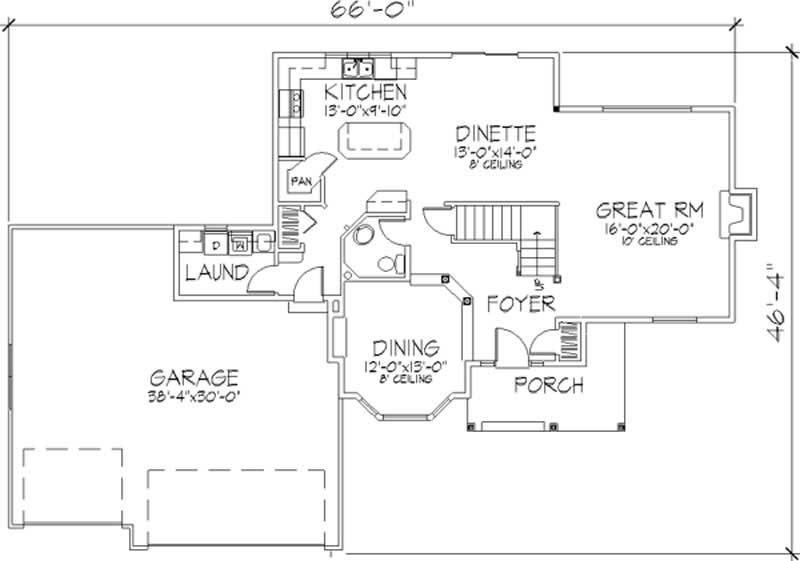 Floor Plan First Story of Cape Cod Plan #146-2376