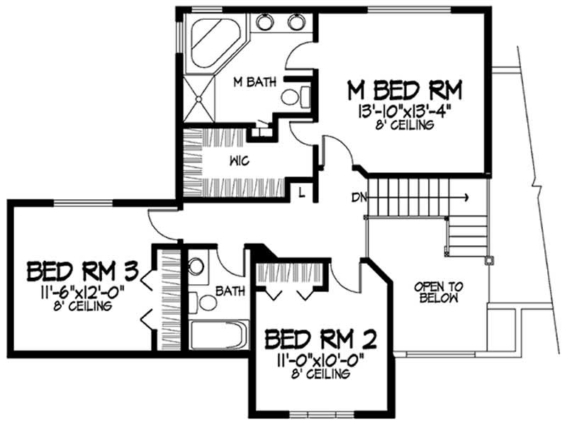 Floor Plan Second Story of Cape Cod Plan #146-2376