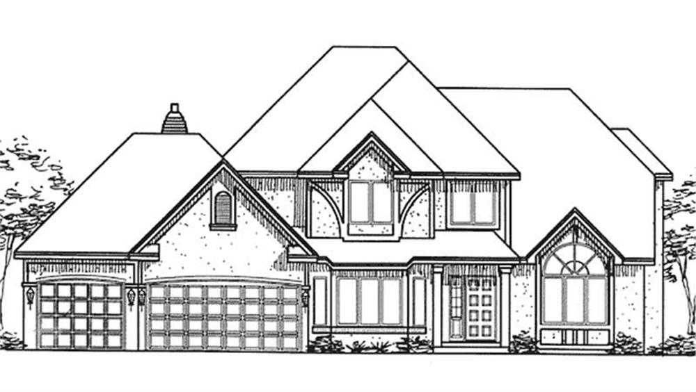 Front view of Tudor home (ThePlanCollection: House Plan #146-2379)