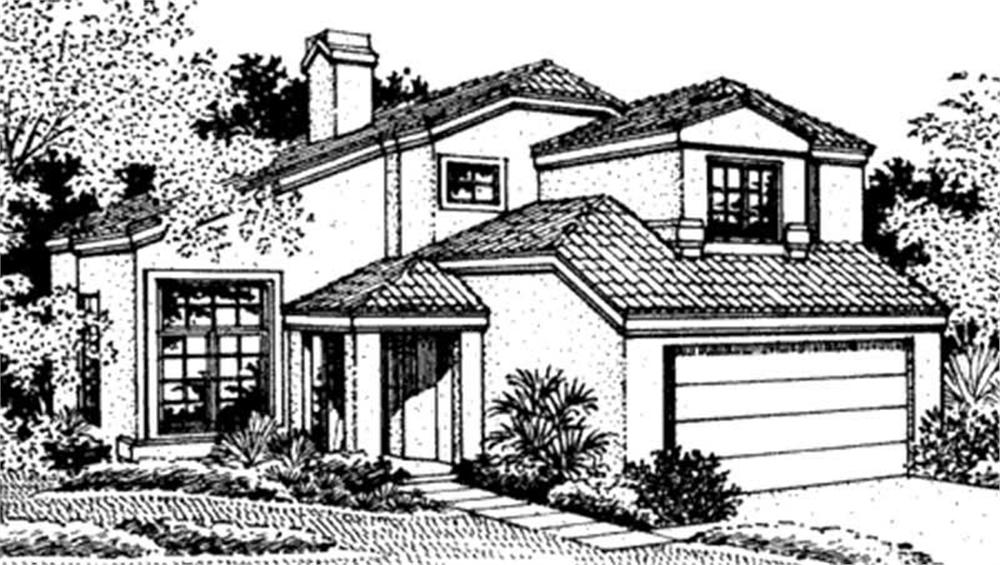 Front view of Southwest home (ThePlanCollection: House Plan #146-2380)