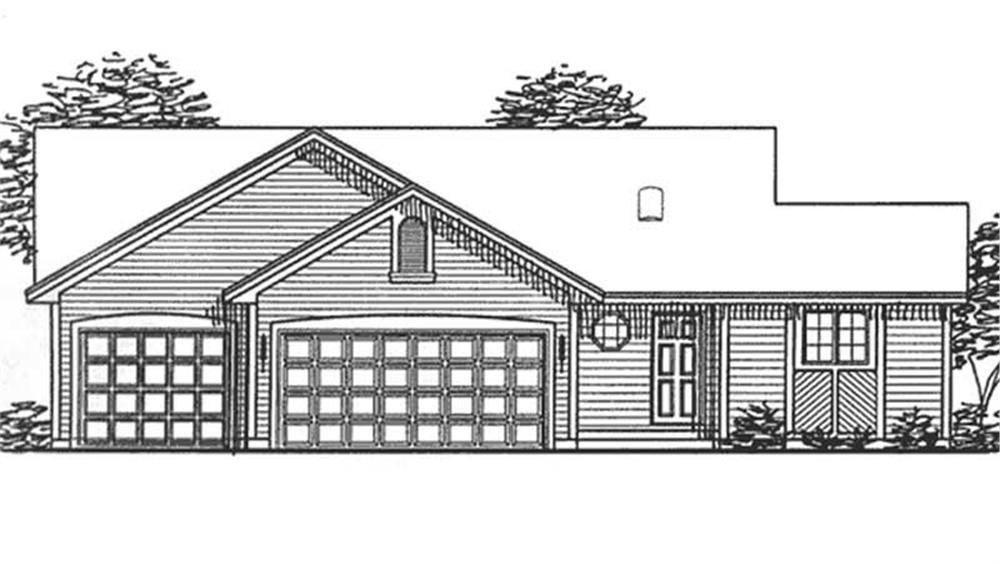 Front view of Ranch home (ThePlanCollection: House Plan #146-2381)
