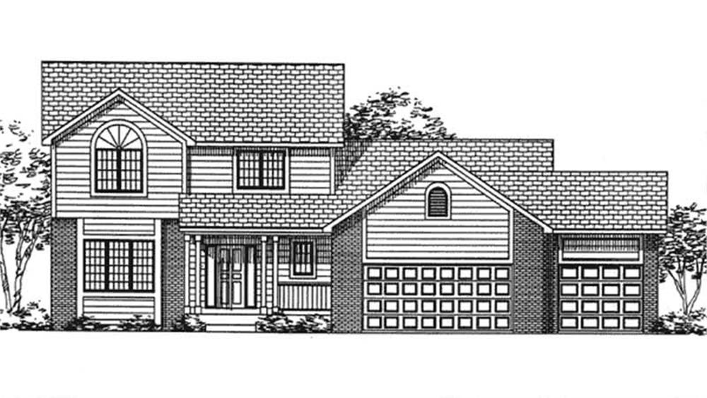 Front view of Country home (ThePlanCollection: House Plan #146-2384)