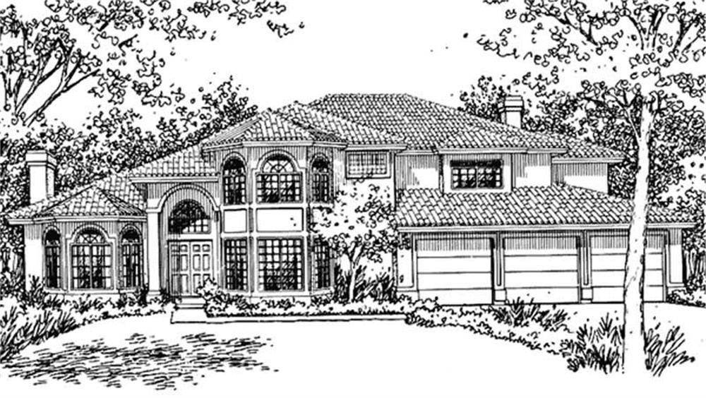 Front view of Florida Style home (ThePlanCollection: House Plan #146-2385)