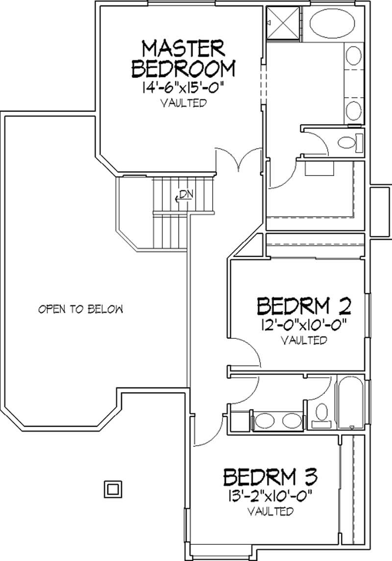 Floor Plan Second Story of Florida Style Plan #146-2386