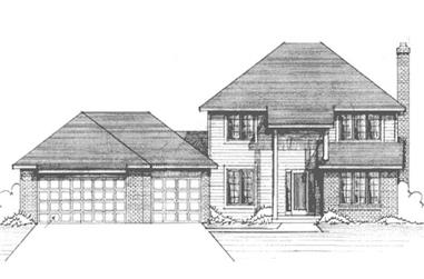 3-Bedroom, 1953 Sq Ft Colonial House Plan - 146-2388 - Front Exterior
