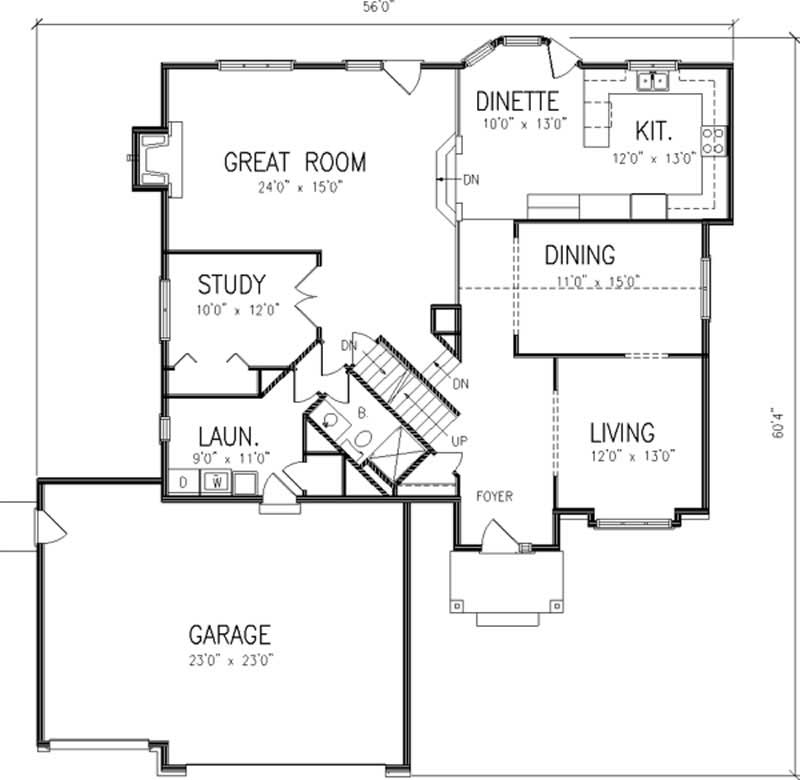 Floor Plan First Story of Cape Cod Plan #146-2389