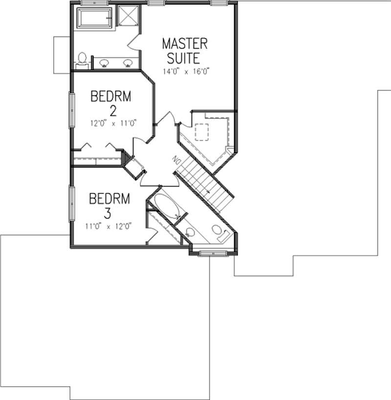 Floor Plan Second Story of Cape Cod Plan #146-2389