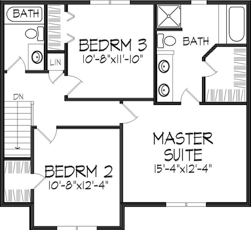 Floor Plan Second Story of Tudor Plan #146-2391