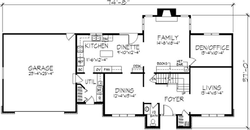 Floor Plan First Story of Colonial Plan #146-2392