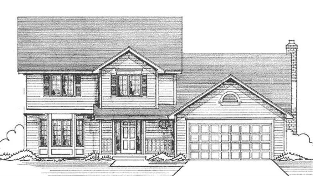 Front view of Colonial home (ThePlanCollection: House Plan #146-2393)