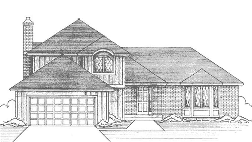 Front view of European home (ThePlanCollection: House Plan #146-2394)