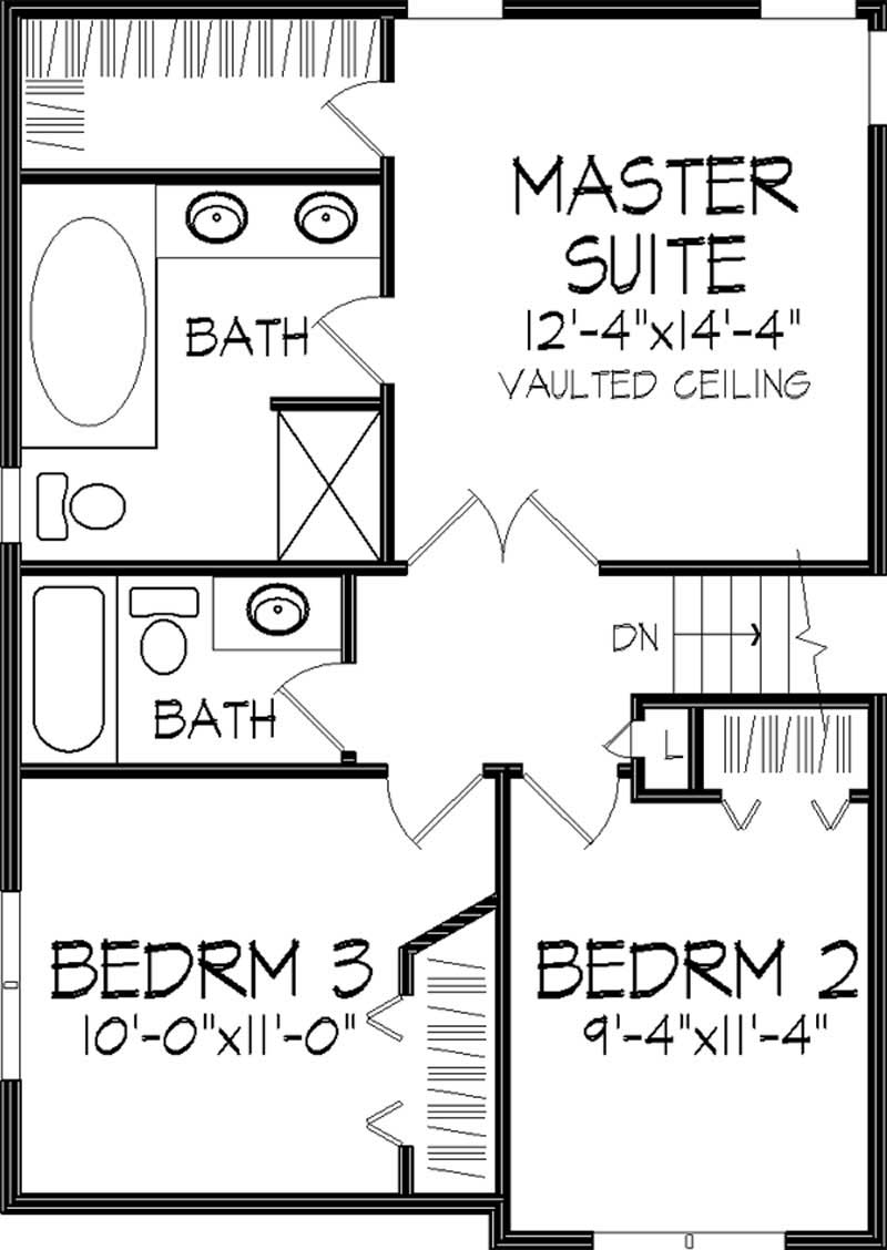 Floor Plan Second Story of European Plan #146-2394