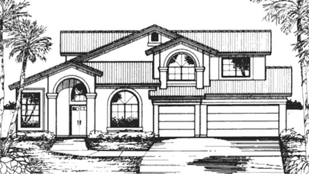 Front view of Florida Style home (ThePlanCollection: House Plan #146-2395)