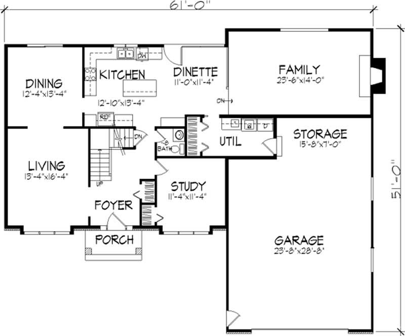 Floor Plan First Story of Colonial Plan #146-2396