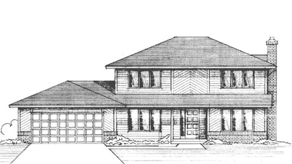 Front view of Contemporary home (ThePlanCollection: House Plan #146-2399)