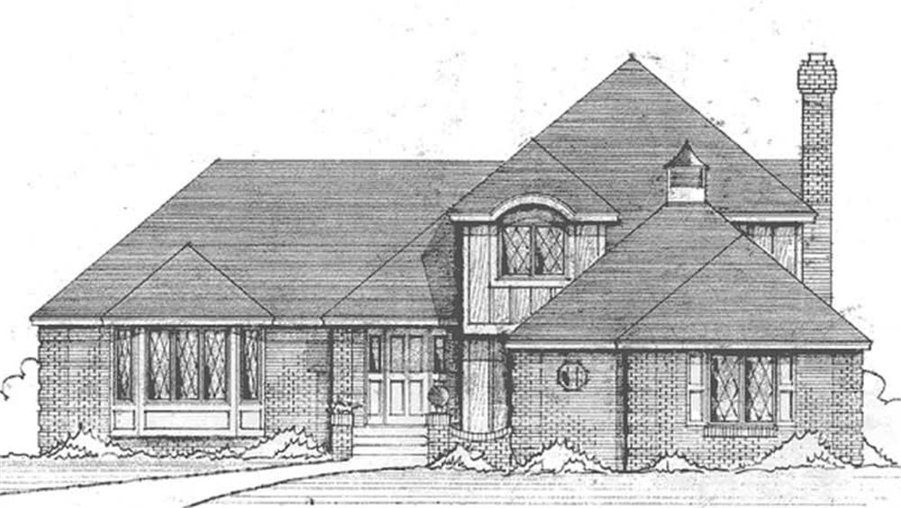 Front view of European home (ThePlanCollection: House Plan #146-2402)