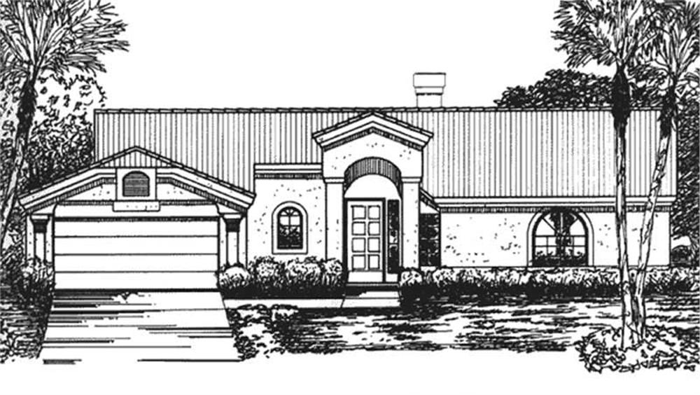 Front view of Florida Style home (ThePlanCollection: House Plan #146-2407)