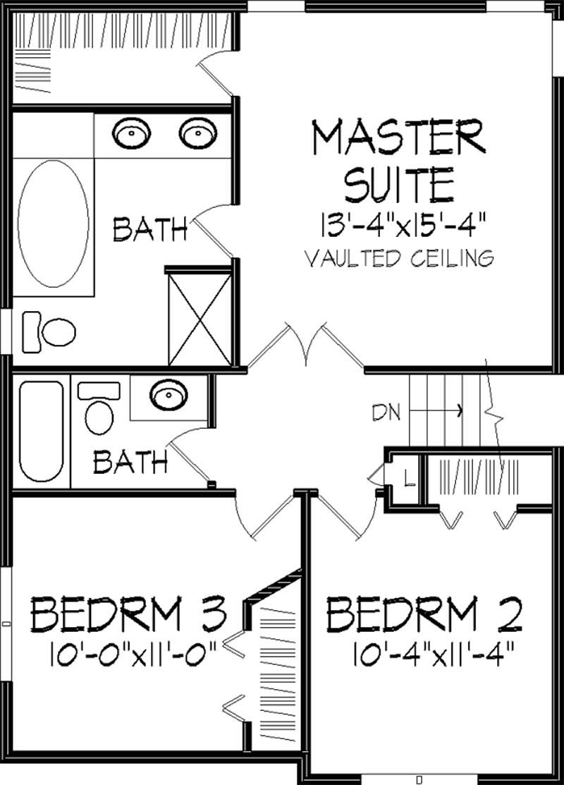 Floor Plan Second Story of European Plan #146-2408