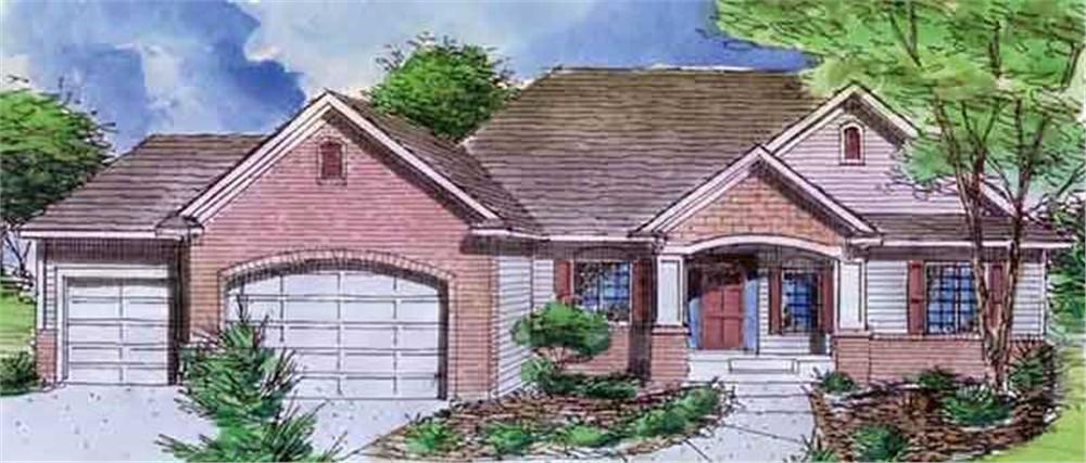 Front view of Ranch home (ThePlanCollection: House Plan #146-2418)