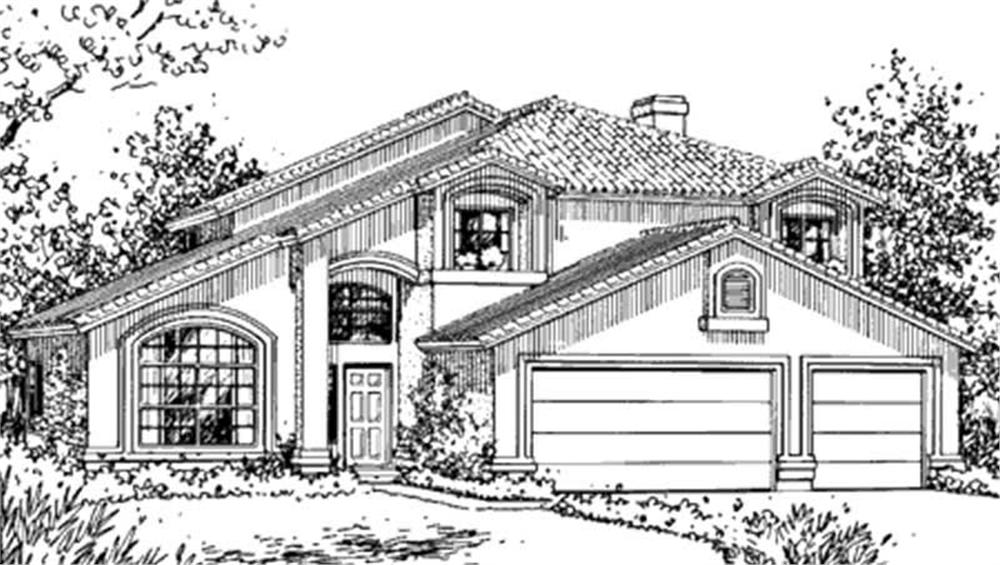 Front view of Florida Style home (ThePlanCollection: House Plan #146-2421)