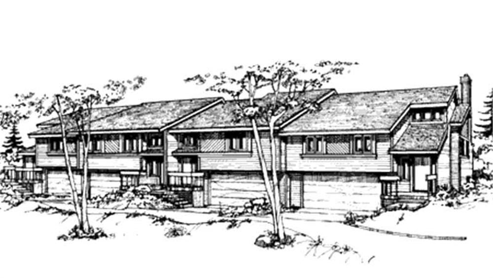 Front view of Duplex/Multi-Unit home (ThePlanCollection: House Plan #146-2437)