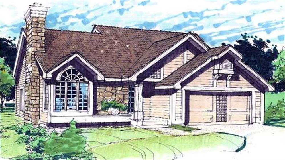 Front view of Ranch home (ThePlanCollection: House Plan #146-2439)