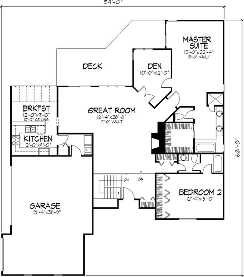 Floor Plan First Story of European Plan #146-2448