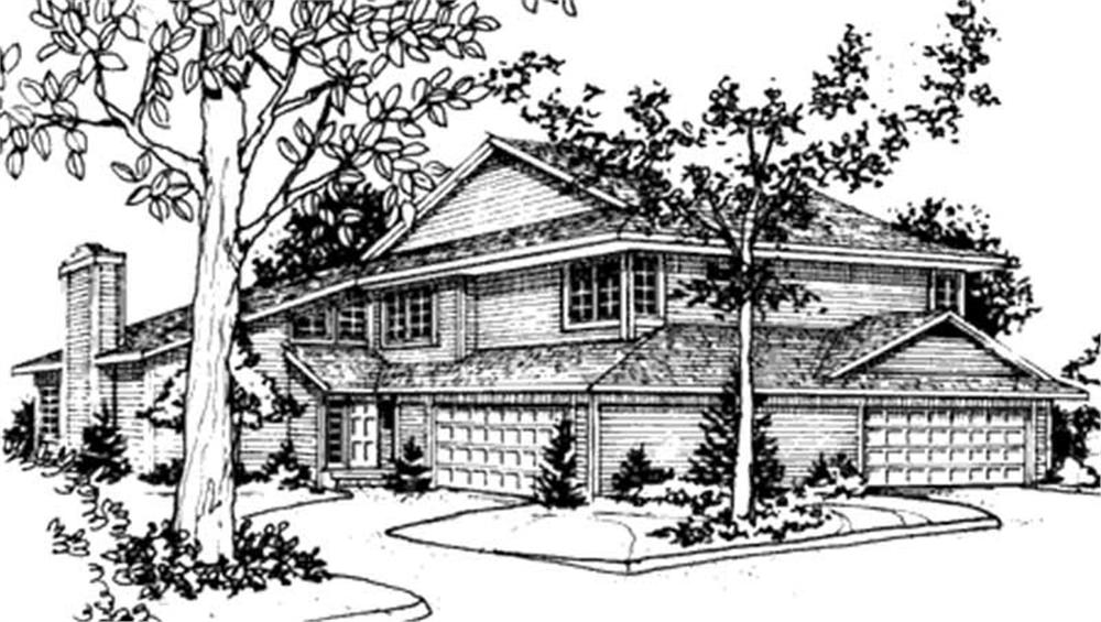 Front view of Duplex/Multi-Unit home (ThePlanCollection: House Plan #146-2461)