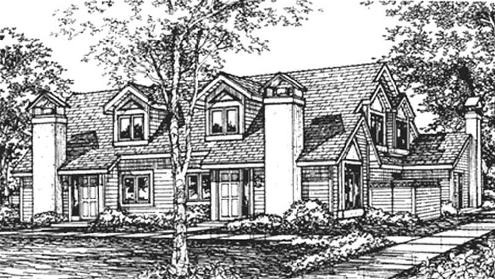 Front view of Duplex/Multi-Unit home (ThePlanCollection: House Plan #146-2464)