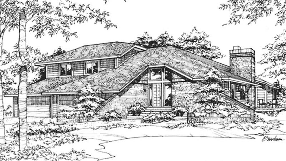 Front view of Modern home (ThePlanCollection: House Plan #146-2466)